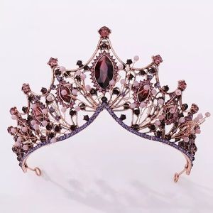 Whimsical Purple Crystal & Beaded Pearl Tiara